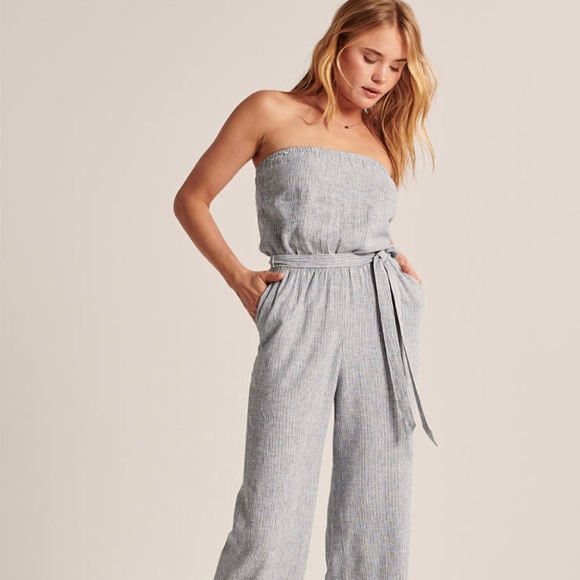 Abercrombie & Fitch Pants - Abercrombie Blue and White Striped Jumpsuit